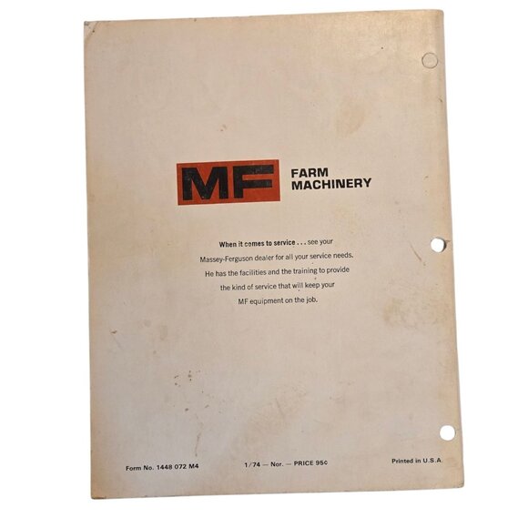 Vintage Massey Ferguson MF 175 Tractor Operators Manual Original 1974 MF175 Book - Picture 2 of 14